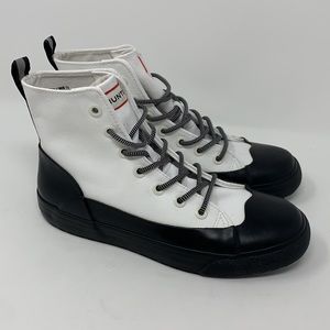 HUNTER HI Top Boots White Canvas with Black Souls